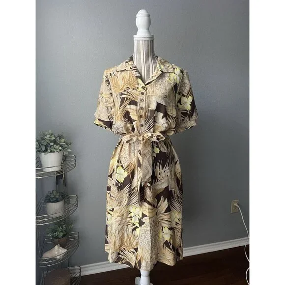 Salvatore Ferragamo Safari Logo Sheered Tan Brown Belted Maxi dress EEUC US14/42 - Picture 9 of 15